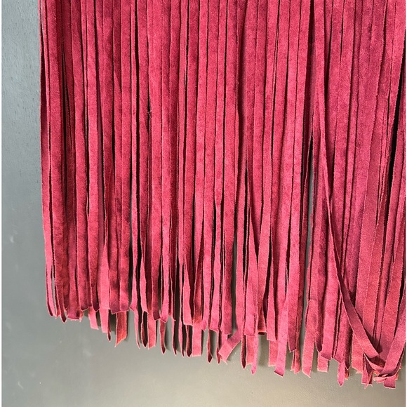 Faux Suede Burgundy Fringe Tank - Size Small - Picture 3 of 6